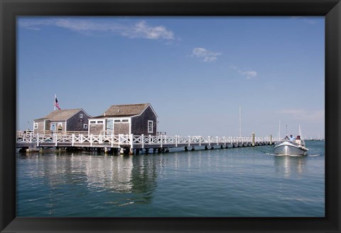 Framed Straight Wharf water taxi, Nantucket, Massachusetts Print