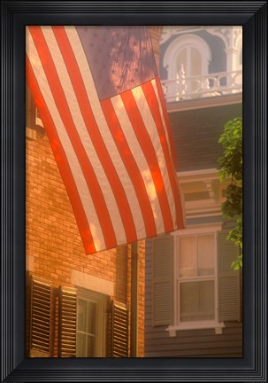Framed Massachusetts, Nantucket Island, US flag Print