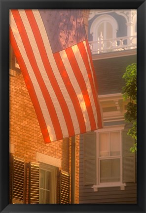 Framed Massachusetts, Nantucket Island, US flag Print