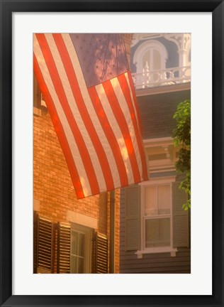 Framed Massachusetts, Nantucket Island, US flag Print