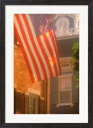 Framed Massachusetts, Nantucket Island, US flag Print