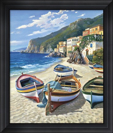 Framed Spiaggia Dei Pescatori Print