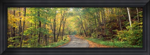 Framed Road passing through autumn forest, Golf Link Road, Colebrook, New Hampshire Print