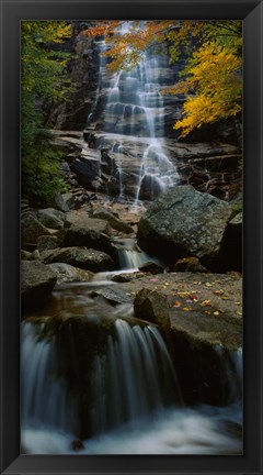 Framed Waterfall in a forest, Arethusa Falls, Crawford Notch State Park, New Hampshire, New England Print