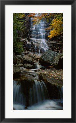 Framed Waterfall in a forest, Arethusa Falls, Crawford Notch State Park, New Hampshire, New England Print