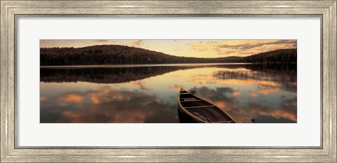 Framed Water And Boat, Maine, New Hampshire Border Print