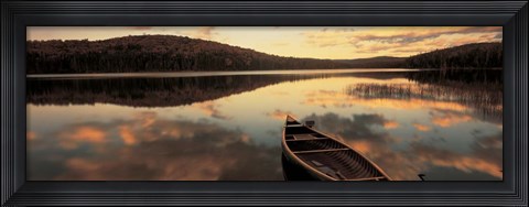 Framed Water And Boat, Maine, New Hampshire Border Print