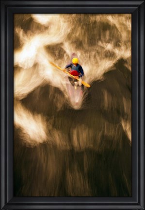 Framed Birds-eye view of kayaker on Androscoggin River, blurred motion, New Hampshire Print