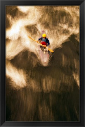 Framed Birds-eye view of kayaker on Androscoggin River, blurred motion, New Hampshire Print