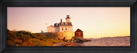 Framed Lighthouse at the coast, Rose Island Light, Newport, Rhode Island, New England Print