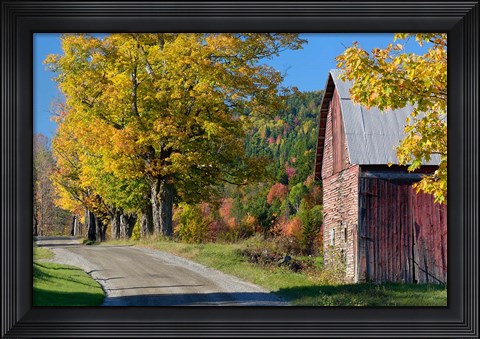 Framed Rural barn, farm in autumn, New Hampshire Print