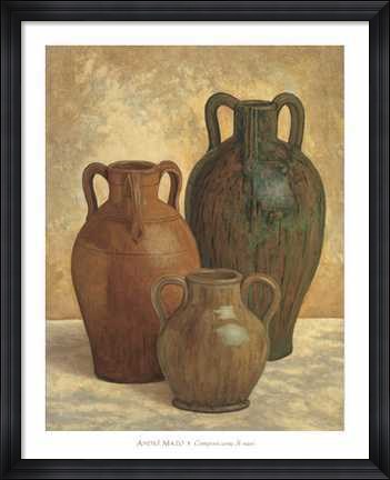 Framed Andre Mazo - Composizione di Vasi Size 32.75x41 Print