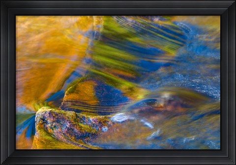 Framed Fall Reflections in Stream, White Mountain National Forest, New Hampshire Print