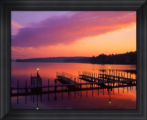 Framed New Hampshire Dock and Lake Winnipesaukee Print