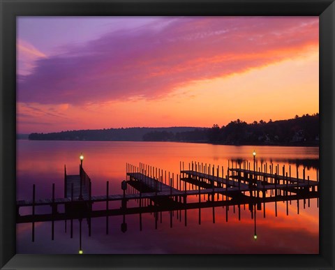 Framed New Hampshire Dock and Lake Winnipesaukee Print