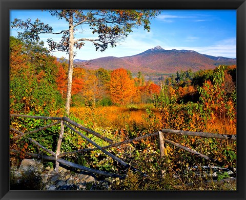 Framed Autumn landscape of Mount Chocorua, New England, New Hampshire Print