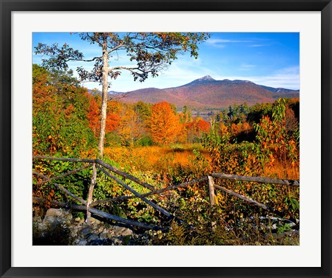 Framed Autumn landscape of Mount Chocorua, New England, New Hampshire Print