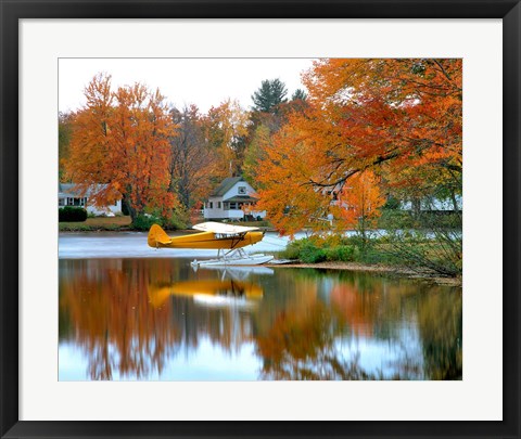 Framed Float plane reflects on Highland Lake, New England, New Hampshire Print