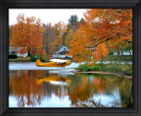 Framed Float plane reflects on Highland Lake, New England, New Hampshire Print