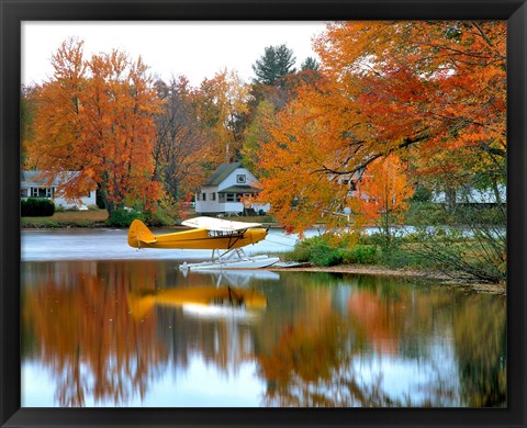 Framed Float plane reflects on Highland Lake, New England, New Hampshire Print