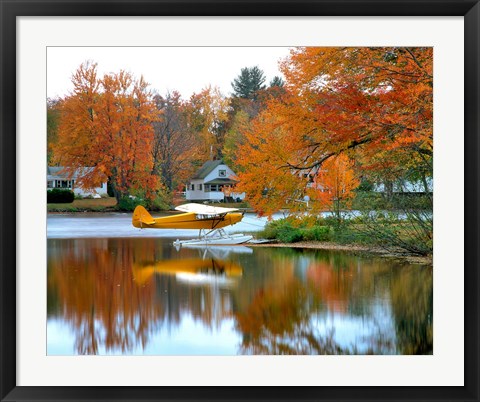 Framed Float plane reflects on Highland Lake, New England, New Hampshire Print