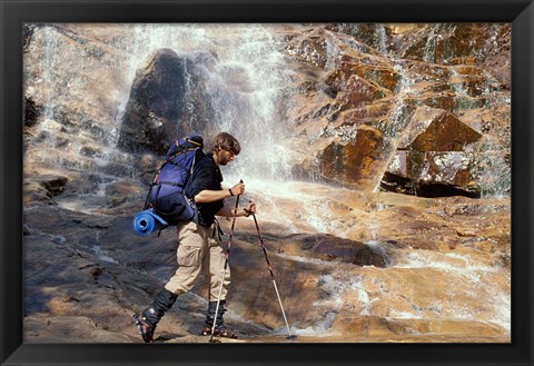 Framed Backpacking in White Mountain National Forest, Base of Arethusa Falls, New Hampshire Print