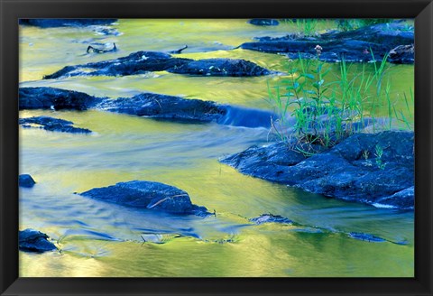 Framed Summer Reflections in the Waters of the Lamprey River, New Hampshire Print