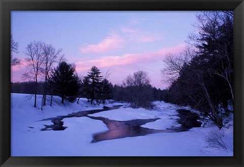 Framed Winter from Bridge on Lee-Hook Road, Wild and Scenic River, New Hampshire Print