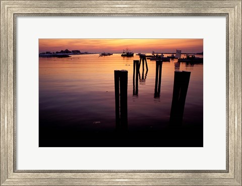 Framed Sunrise on Boats, New Hampshire Print