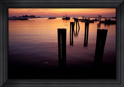 Framed Sunrise on Boats, New Hampshire Print