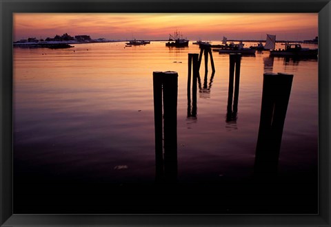 Framed Sunrise on Boats, New Hampshire Print