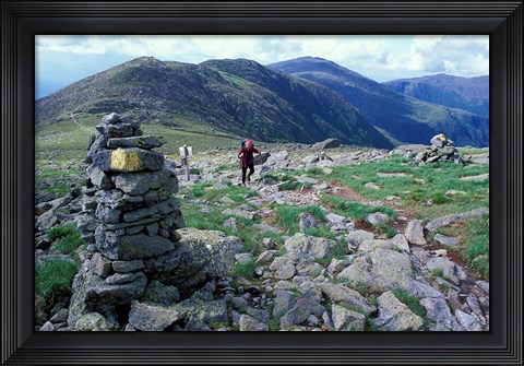 Framed Backpacking on Gulfside Trail, Appalachian Trail, Mt Washington, New Hampshire Print