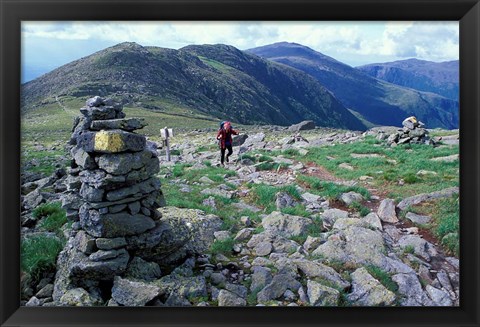 Framed Backpacking on Gulfside Trail, Appalachian Trail, Mt Washington, New Hampshire Print