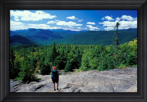 Framed Hiking on Mt Crawford, New Hampshire Print