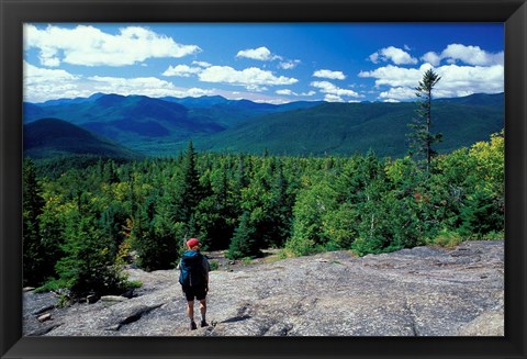 Framed Hiking on Mt Crawford, New Hampshire Print