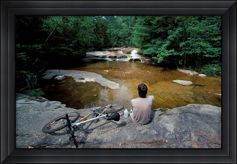 Framed Mountain Biking, Swift River, White Mountain National Forest, New Hampshire Print