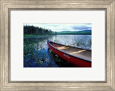 Framed Canoeing on Lake Tarleton, White Mountain National Forest, New Hampshire Print
