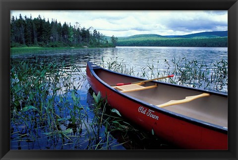 Framed Canoeing on Lake Tarleton, White Mountain National Forest, New Hampshire Print