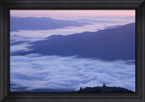 Framed Fog in the Valleys Below Mt Madison, White Mountains, New Hampshire Print