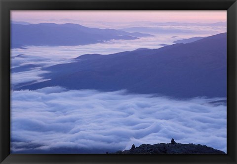 Framed Fog in the Valleys Below Mt Madison, White Mountains, New Hampshire Print