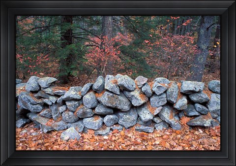 Framed Stone Wall next to Sheepboro Road, New Hampshire Print