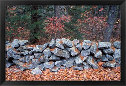 Framed Stone Wall next to Sheepboro Road, New Hampshire Print