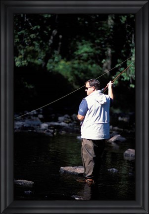 Framed Fly Fishing on the Lamprey River, New Hampshire Print