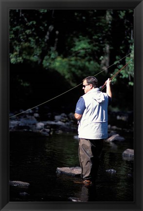 Framed Fly Fishing on the Lamprey River, New Hampshire Print