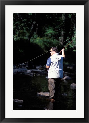 Framed Fly Fishing on the Lamprey River, New Hampshire Print