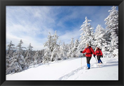 Framed Winter Hiking on Mount Cardigan, Clark Trail, Canaan, New Hampshire Print