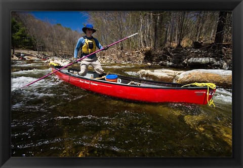 Framed Poling a Canoe on the Ashuelot River in Surry, New Hampshire Print