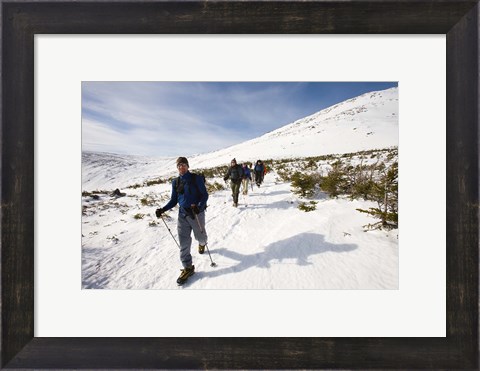 Framed Winter Hiking near Lion Head, Mount Washington, White Mountain National Forest, New Hampshire Print