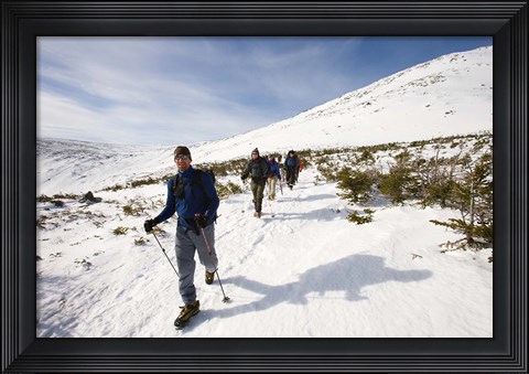 Framed Winter Hiking near Lion Head, Mount Washington, White Mountain National Forest, New Hampshire Print