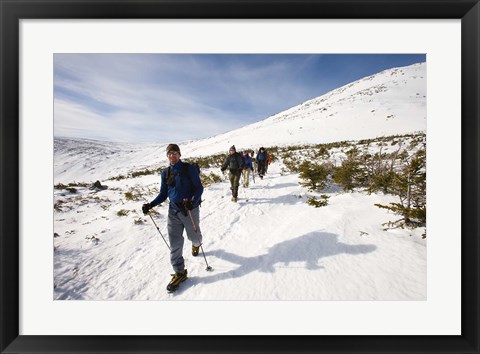 Framed Winter Hiking near Lion Head, Mount Washington, White Mountain National Forest, New Hampshire Print